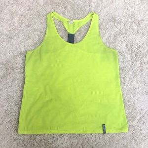Under Armor Semi Fitted Mesh Neon Yellow Tank